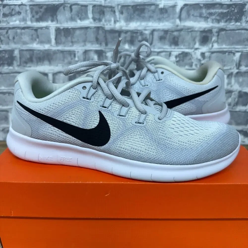 Nike Free RN 2017 White Black Pure Platinum Running 880840-101 Womens Size 8 New